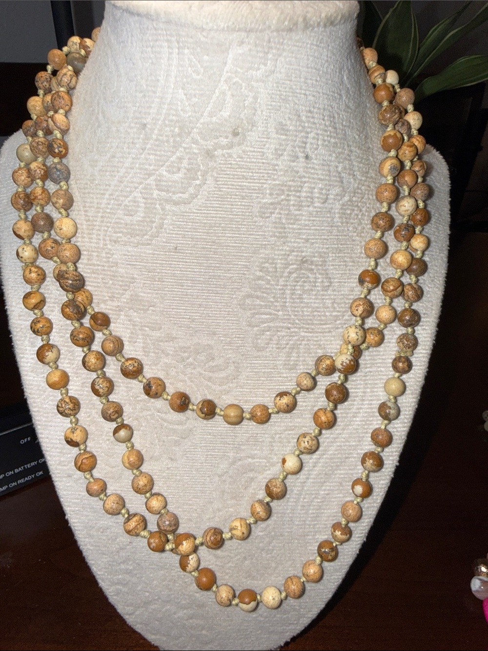 Natural Brown Picture Jasper Beaded Layered Necklace